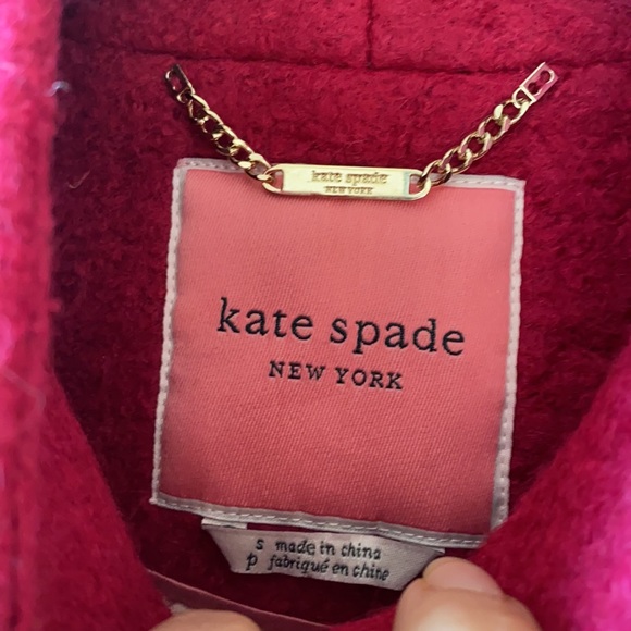 Kate Spade collared wool jacket berry red Sz S NWT - Picture 10 of 11